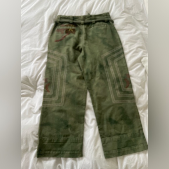 NWOT We The Free Electric Sands Green Embroidered Pants Size 8 - Picture 5 of 6